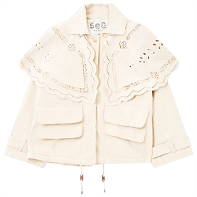 Sea New York MARIE Embroidery Cape Jacket, Cream